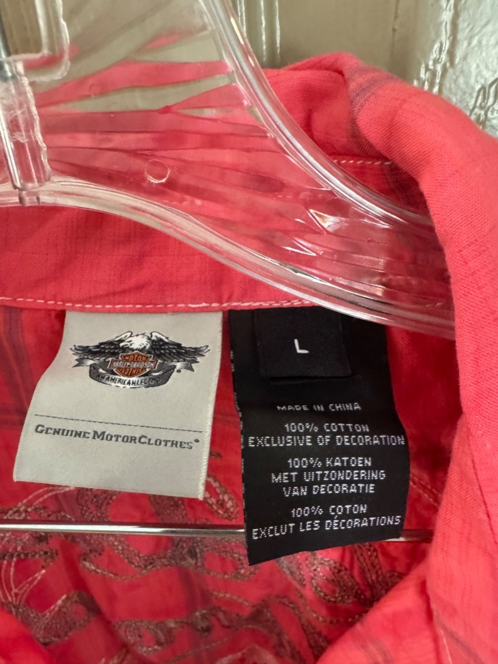 New Harley Davidson cotton snap front collared shirt Sz L - Picture 3 of 5